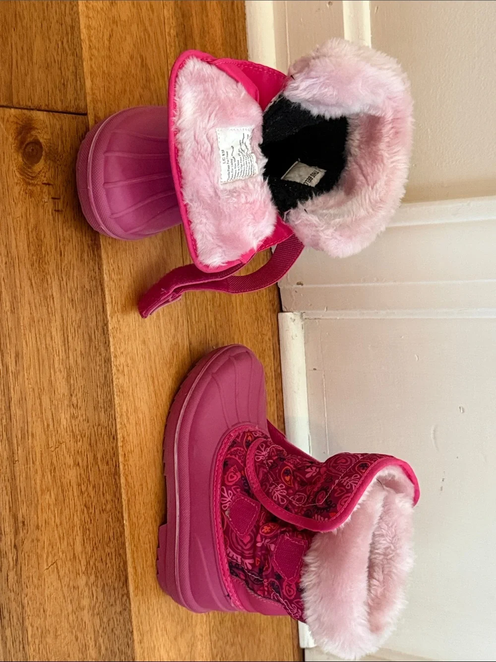 Girls Plush Pink Faux Fur Snow Boots